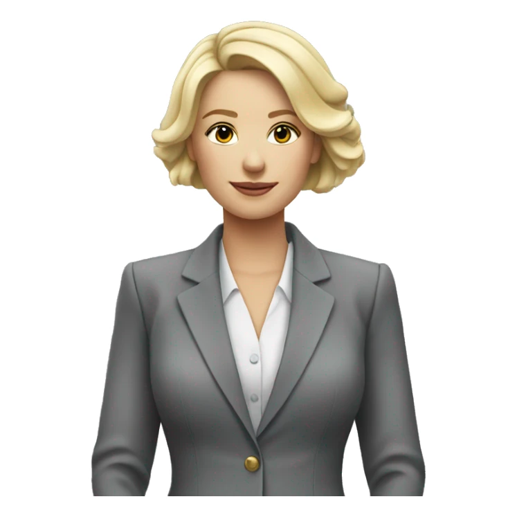 Blonde jewellery seller in a grey suit sticker