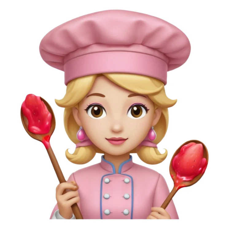 Pink chef hat princess peach with a hand and spoon sticker