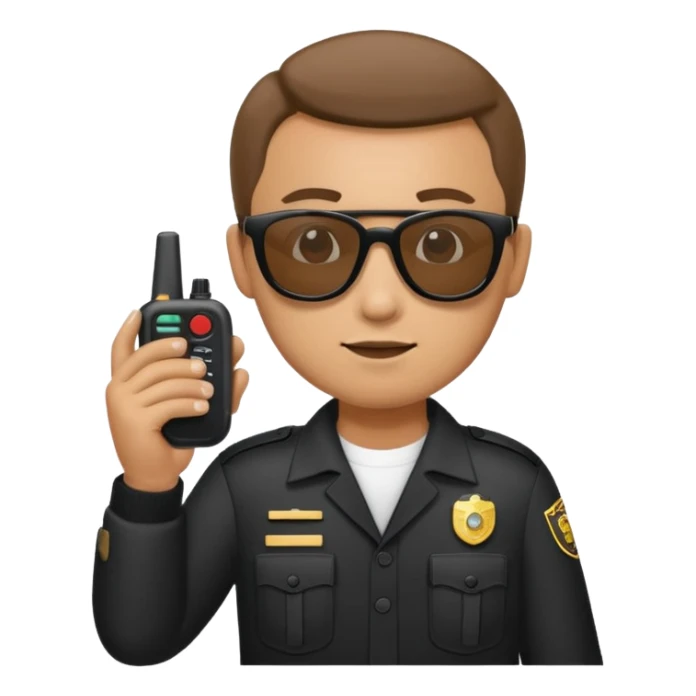 school security, sun glasses, holding walkie-talkie sticker