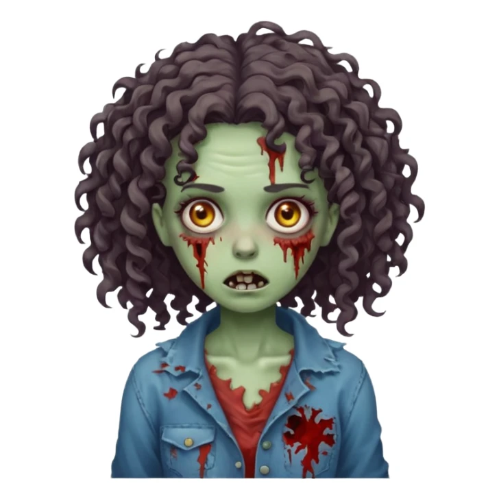 zombie girl with curly hair  sticker