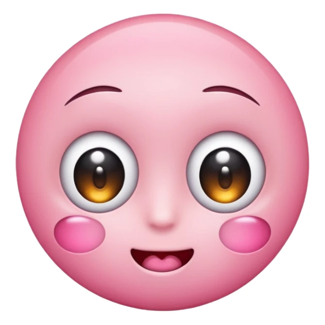 cute pink blushing emoji with big sparkling eyes sticker