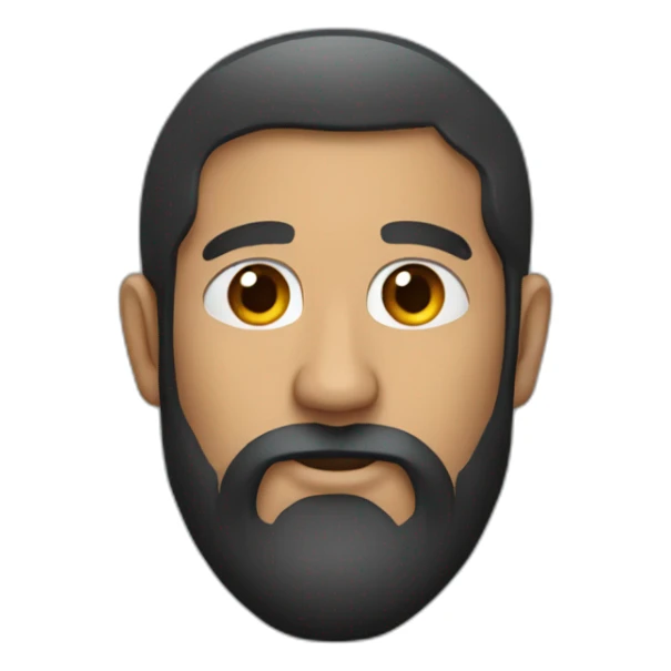 Long black beard bold person with red shirt sticker