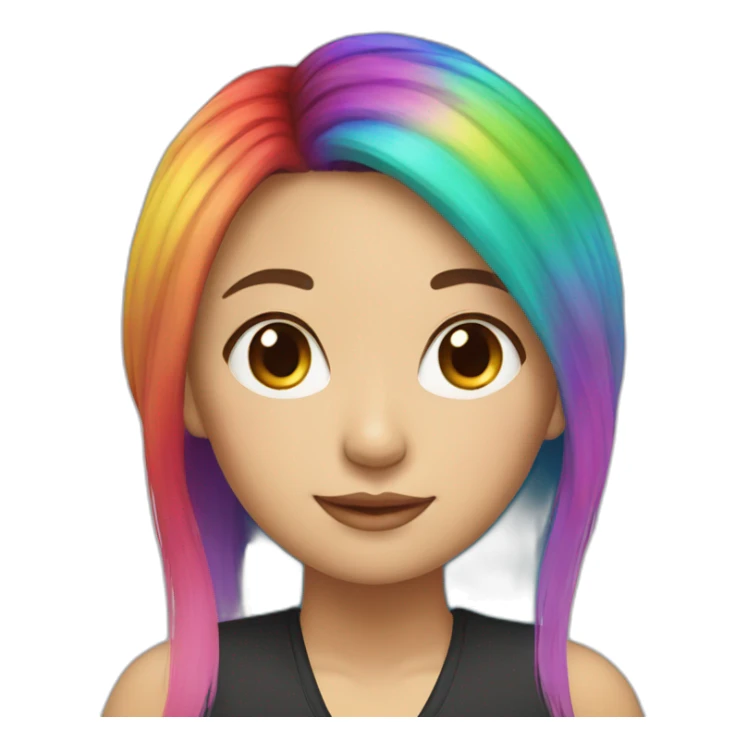 A beautiful Chinese woman with rainbow hair sticker