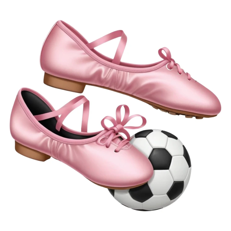 Ballet shoes next to a soccer ball sticker
