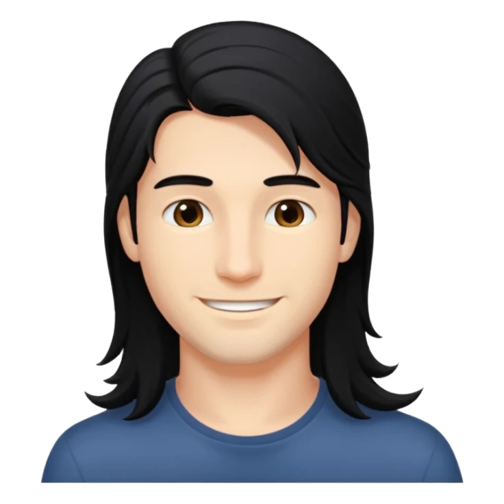 Young man with long flowing hair Dark black in color sticker