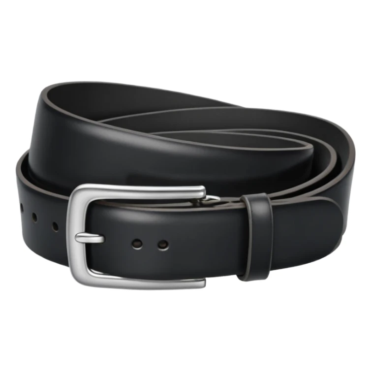 Black leather belt with silver belt buckle sticker