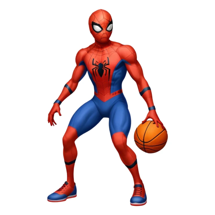 Spider-Man with a football and a basketball sticker