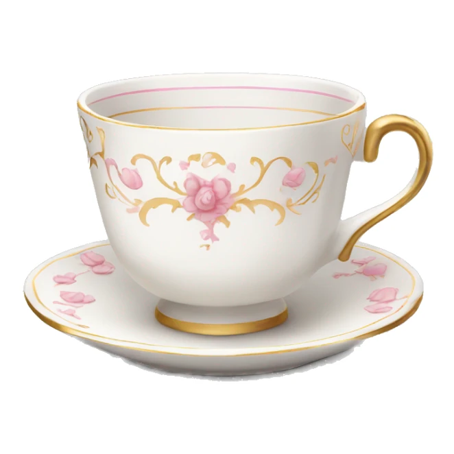 White porcelain teacup with pink and gold details sticker