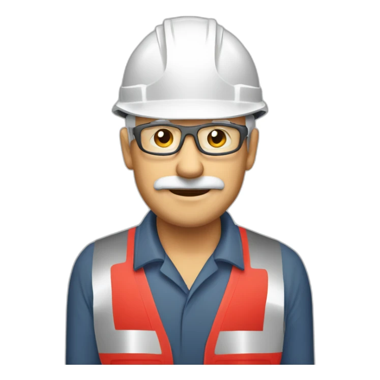 Industrial professional senior mechanical fitter working with a helmet red and red clothing sticker