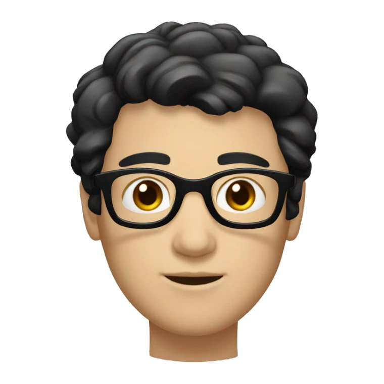 white skin male with very short black hair, round glasses sticker