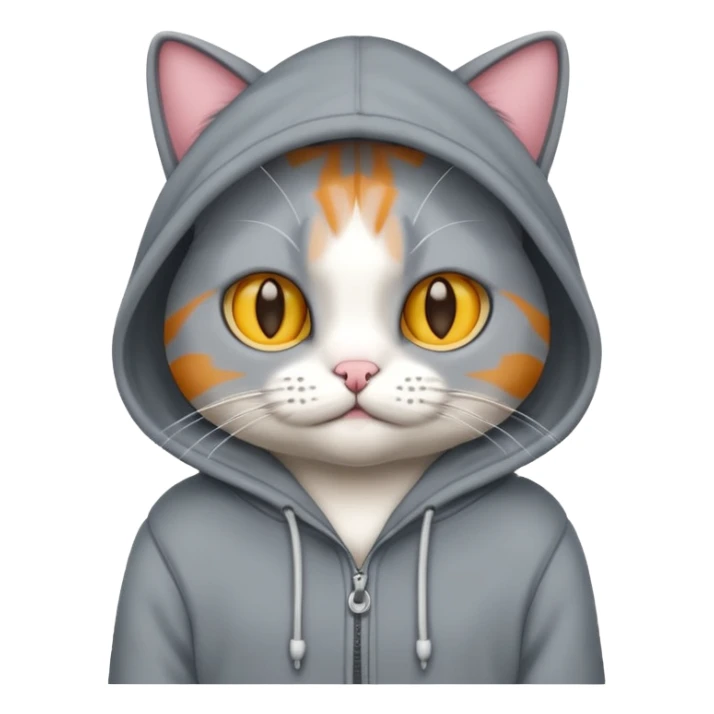 Cat wearing a hoodie sticker