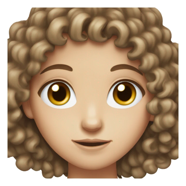 White girl with short brown curly hair and blue eyes sticker