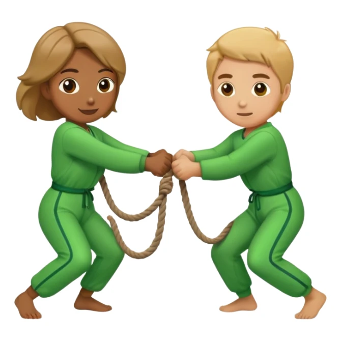 People in green jumpsuits playing tug-of-war sticker