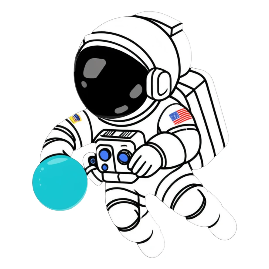 astronaut in white spacesuit spacewalking over a field sticker