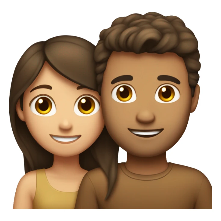 Brunette girl hugging tan man with brown hair sticker