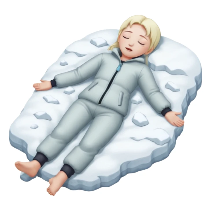 Frozen person dead in snow with close eyes full body  sticker