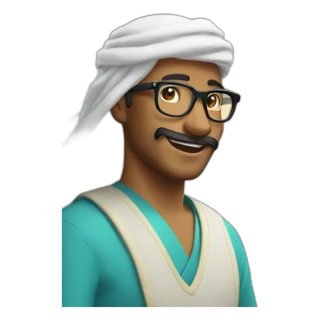 Arabian with glasses on in front of Fuji moutain sticker