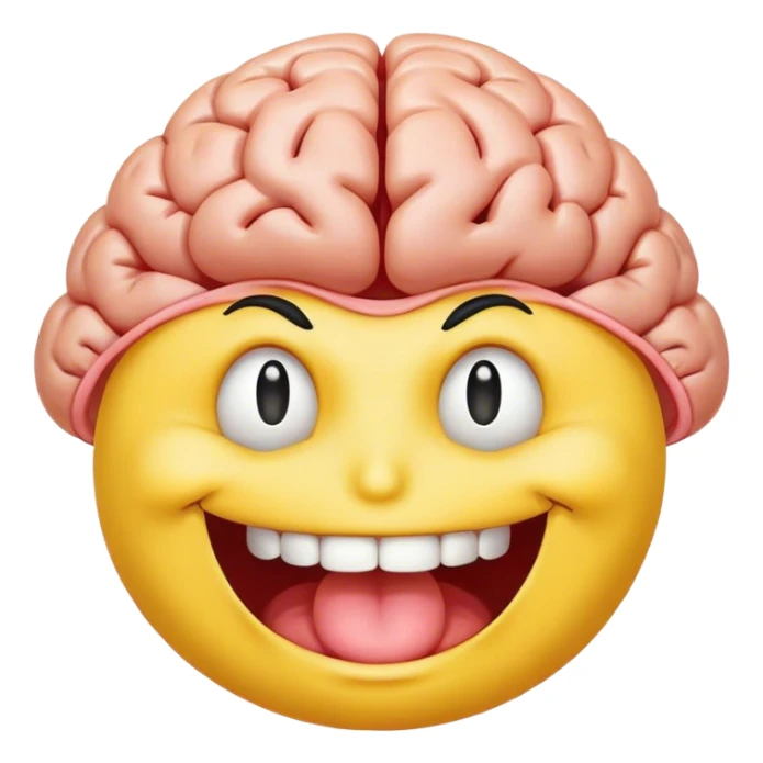 smiley with an open head, brain showing, and drool coming from mouth sticker