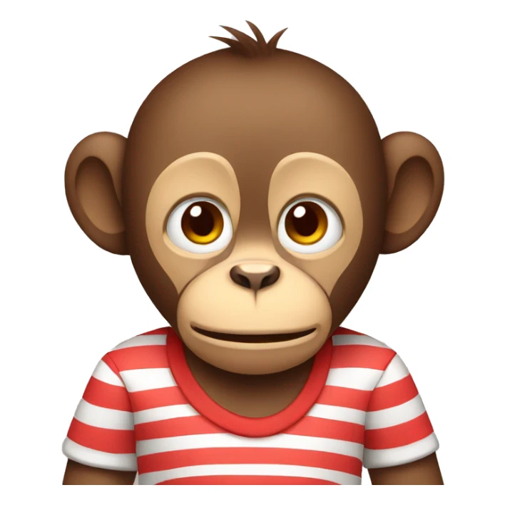 crying monkey wearing a striped red and white shirt with vertical lines sticker