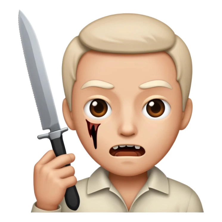 speaking face with a knife in front, as if telling a scary story sticker