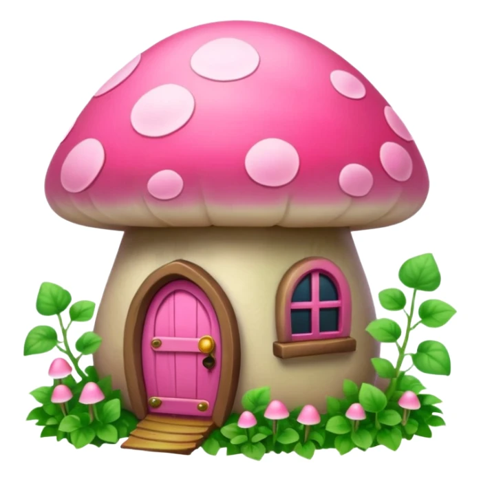 Pink little mushroom house covered in vines sticker