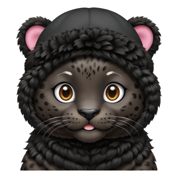 A black jaguar wearing a baby hat sticker