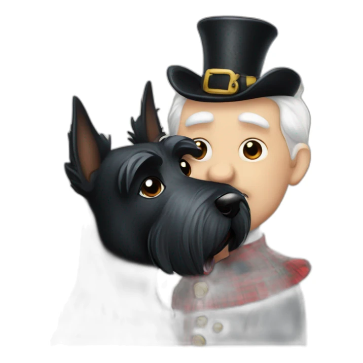 Senior Two black Scottish terrier kissing sticker