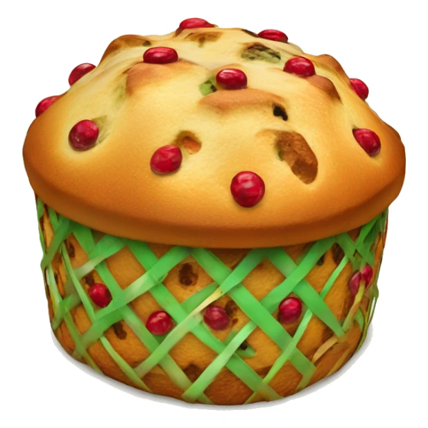 un panettone, tradicionalmente decorado con frutas confitadas verdes y rojas y pasas. sticker