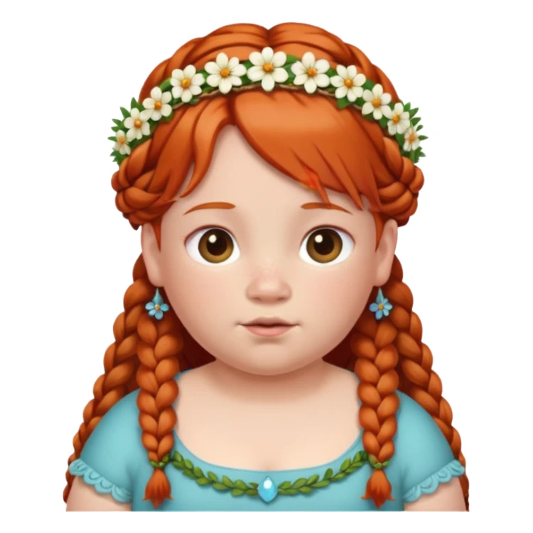 very fat redhead kid with braids and floral tiara sticker