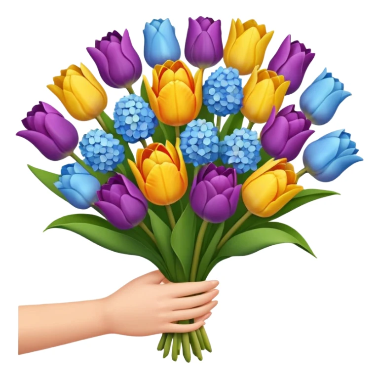 tulip, hyacinth and hydrangeas boquet in one hand held boquet  sticker