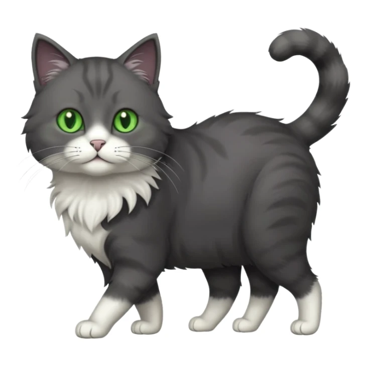 full body gorgeous solid dark grey cat with green eyes, white paws and white whiskers walking sticker