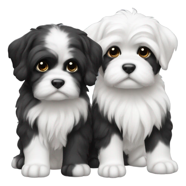 Two black and white lhasa puppies sticker
