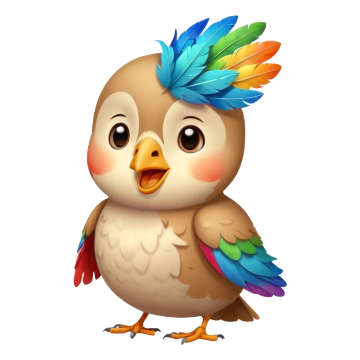 Bird singing with eyes closed and face looking upward. Cute color sticker