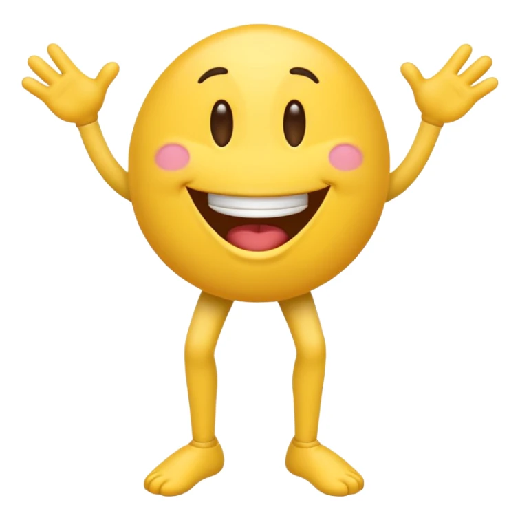 laughing emoji with legs and arms being goofy sticker