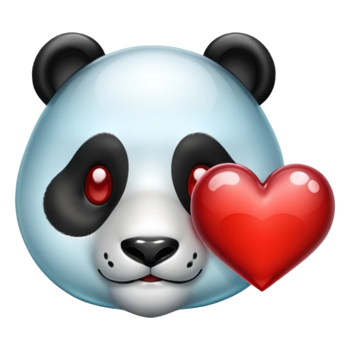 Glass panda with a heart in the right bottom  sticker