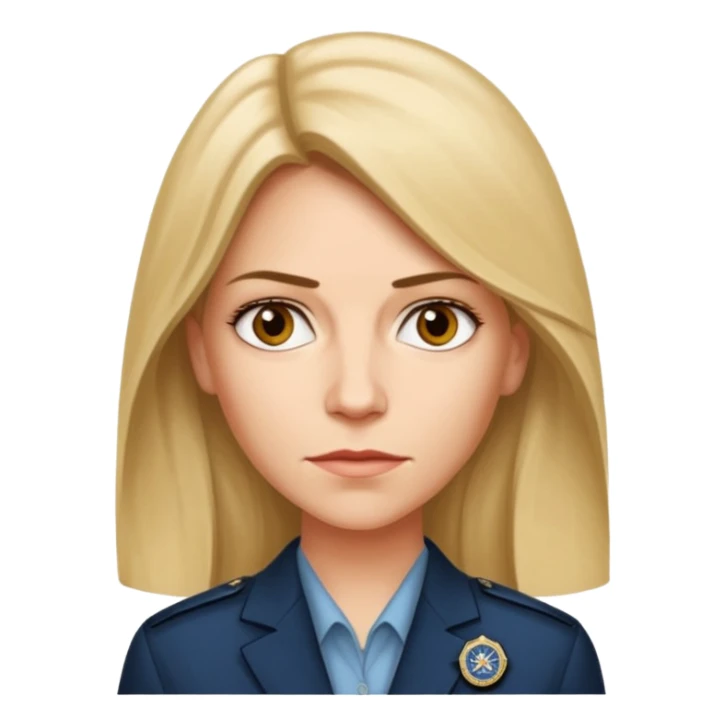 A CIA officer, looking like Carrie Mathison from the "Homeland" TV series, longer hair and CIA-like badge sticker