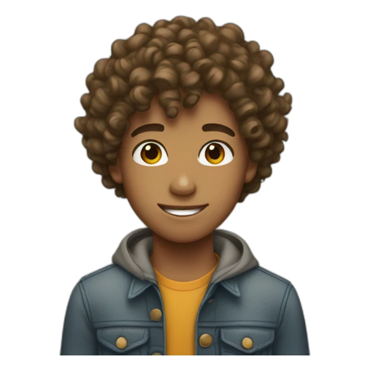 cute teenage boy with curly hair sticker