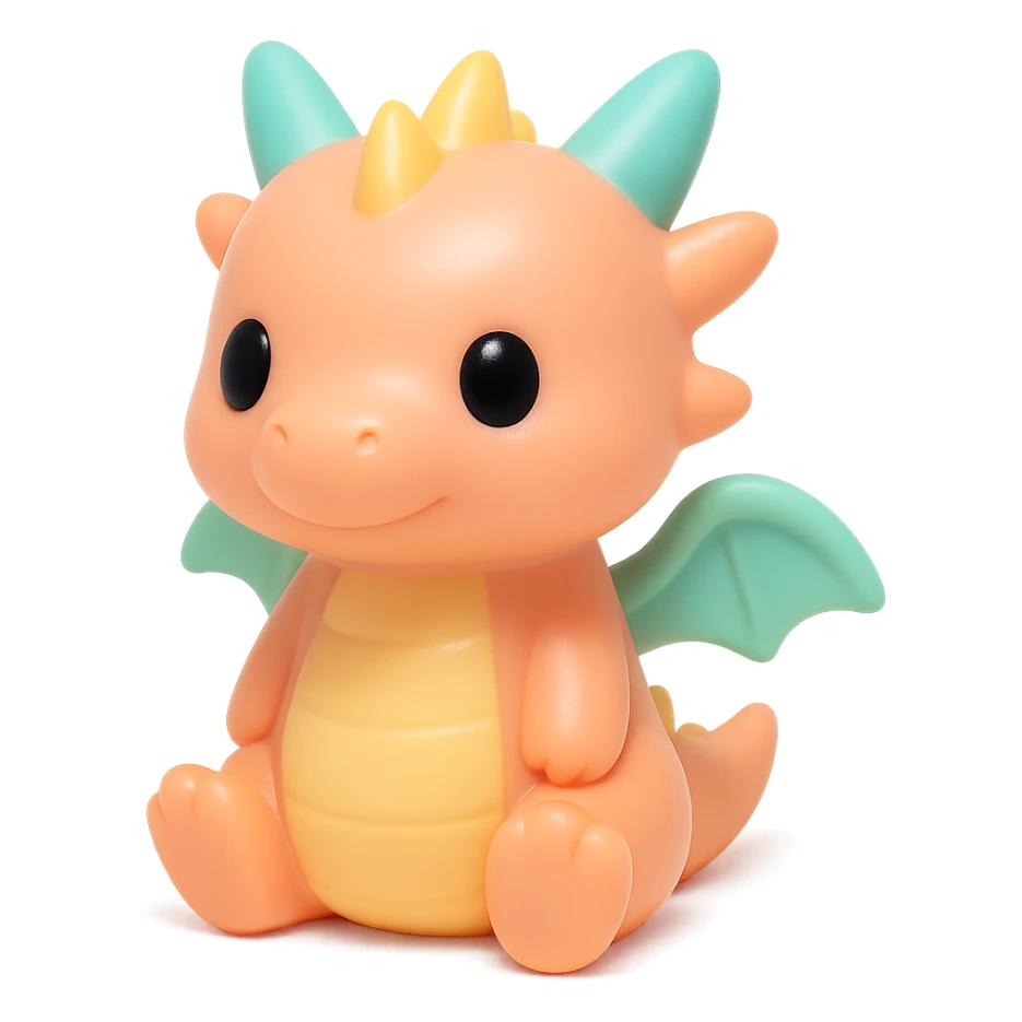 a fantasy dragon vinyl figure with small wings, playful look sticker