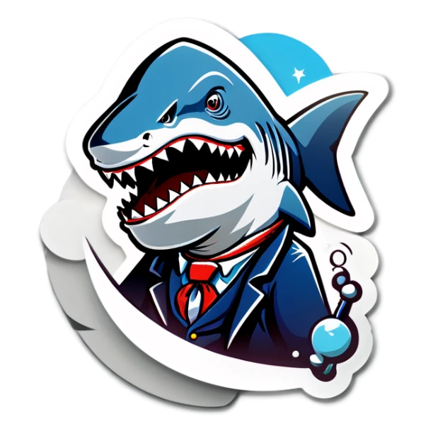 shark with founding father hair sticker