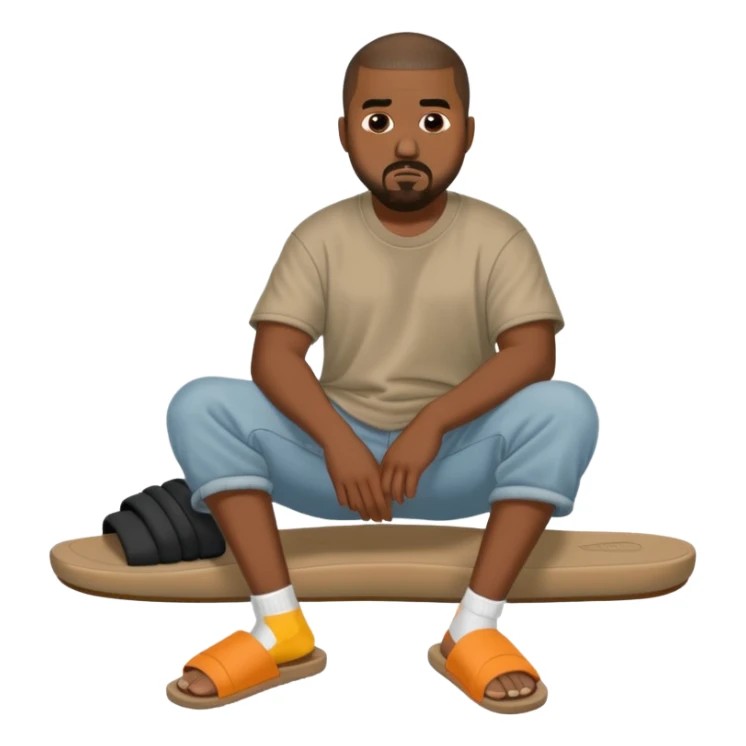 kanye with yeezy slides with meh face  sticker