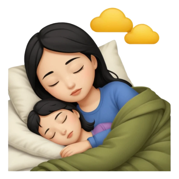 Black haired, olive-skinned Asian girl sleeping alone  sticker