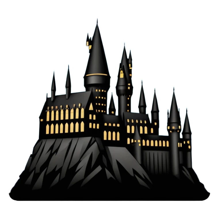 Harry Potter series, Hogwarts castle silhouette with stars, outlined icon sticker