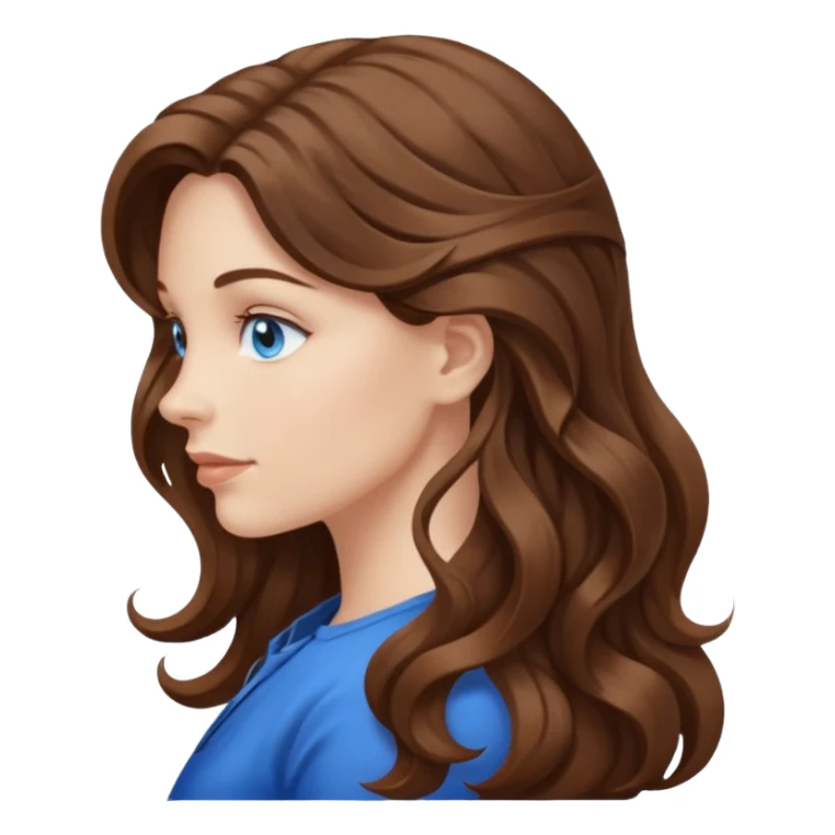 A white woman in profile with long, wavy brown hair sticker