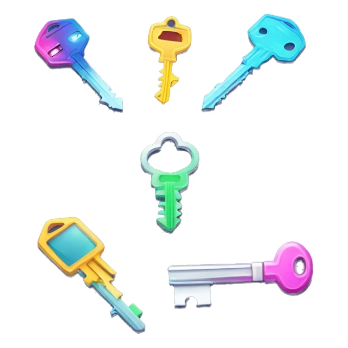 Ultra super key that can lockpick everything in the world  that, a shark, a neon led lights, a key 3 and key 5 and key 4   sticker