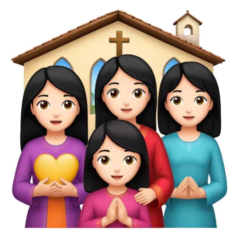 Devotional Christ with  3 girls black hair in house sticker