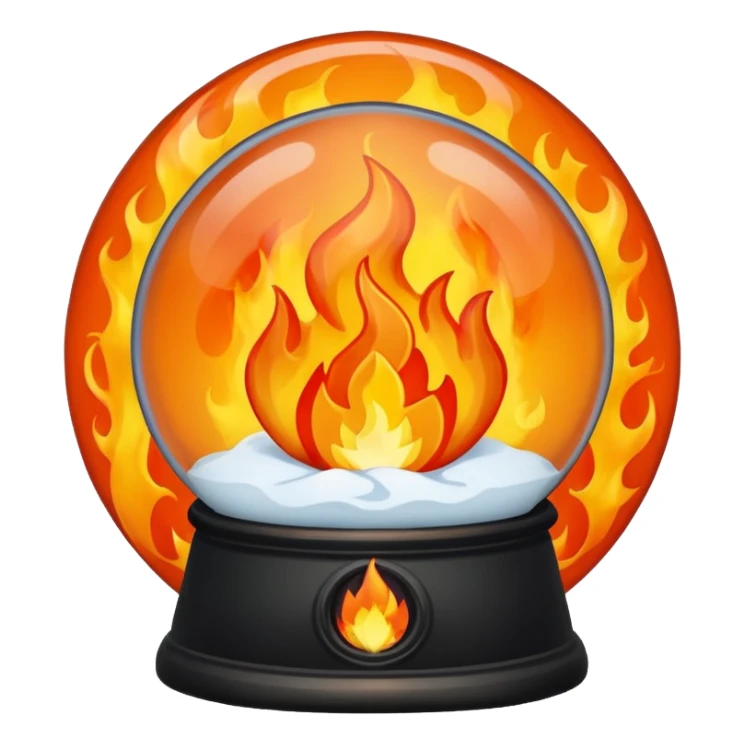 Can you make a snow globe emoji with a flame in it, gothic style, I want it to say pyromaniacs  sticker