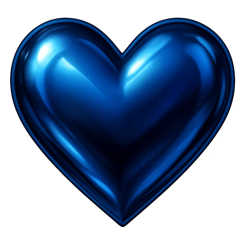 heart with a metallic sapphire finish, digital illustration sticker