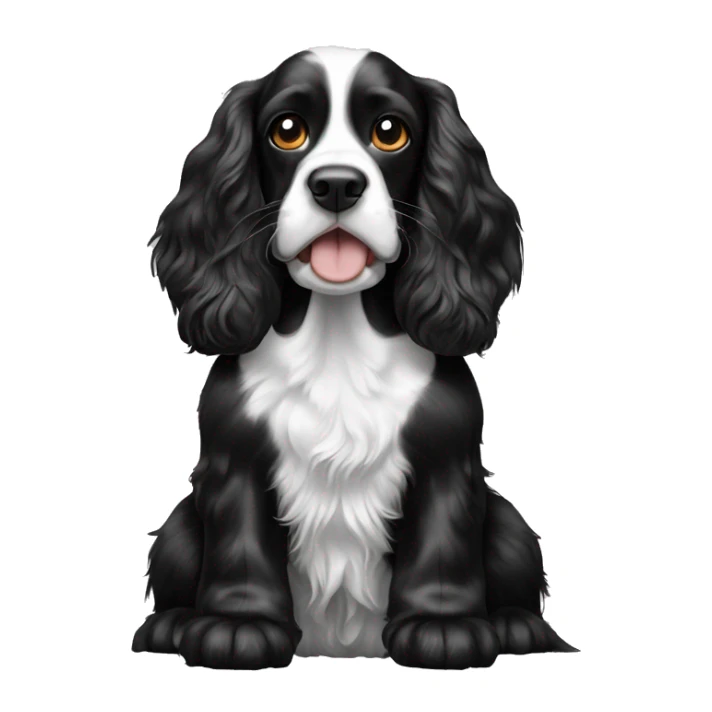 happy black and white english cocker spaniel with nose spots  sticker