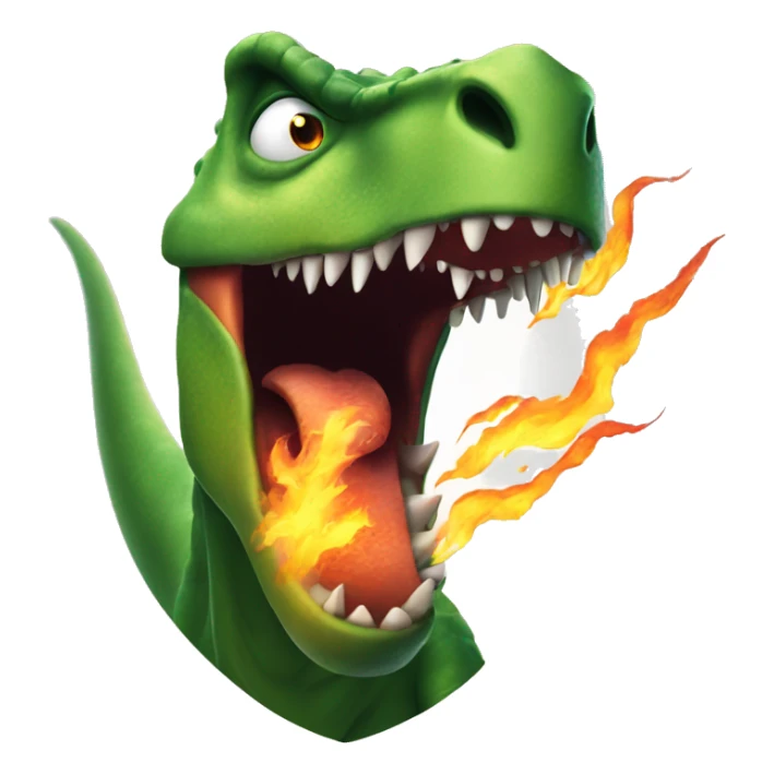 dinosaur is angry in the eyes of fire sticker