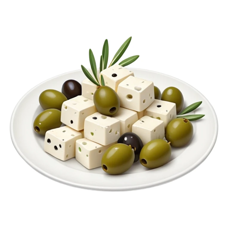 Plate of feta and olives sticker